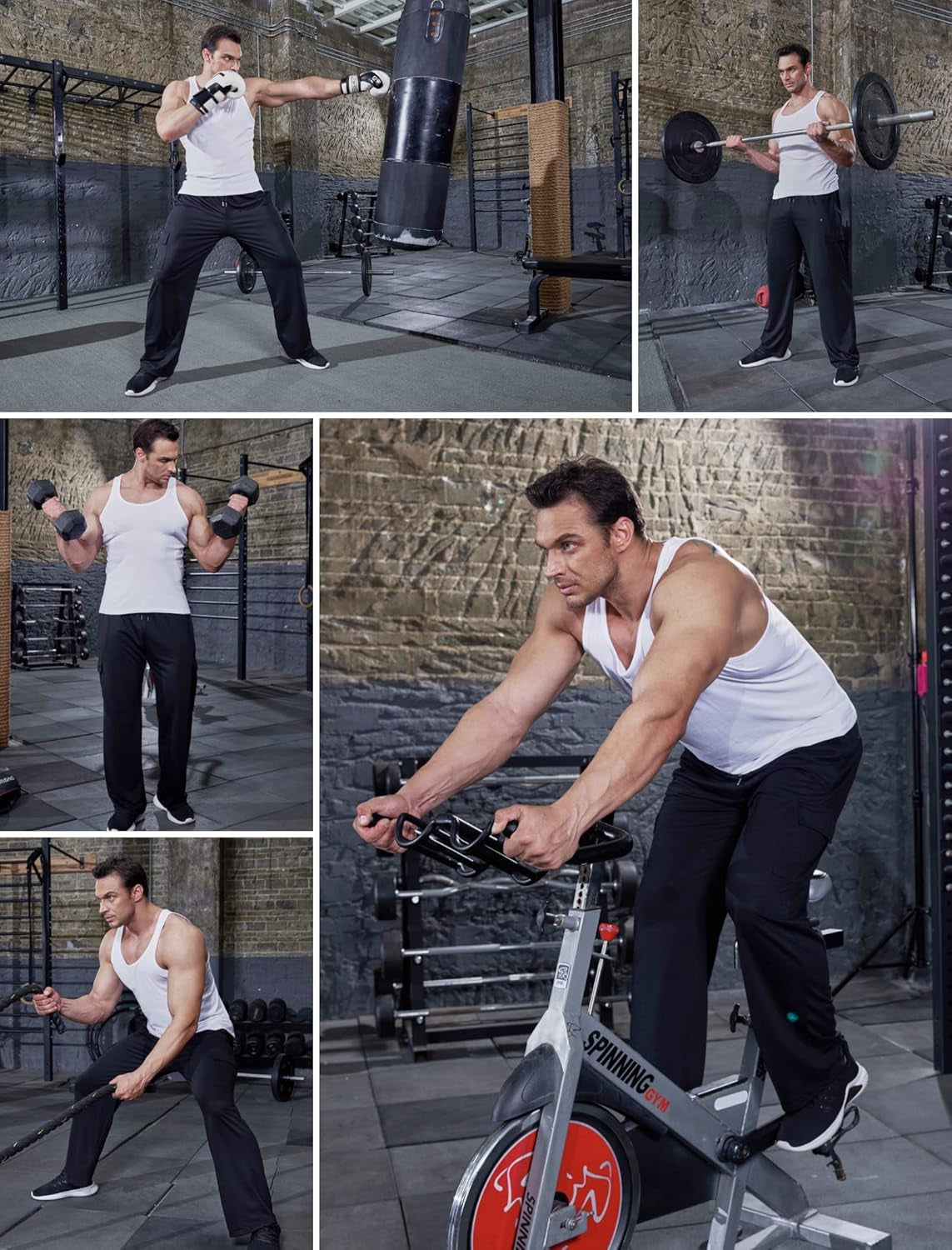 Men'S Cargo Sweatpants Open Bottom Baggy Sweat Pants for Mens Straight Leg Gym Cargo Sweats Lounge Pants with Pockets