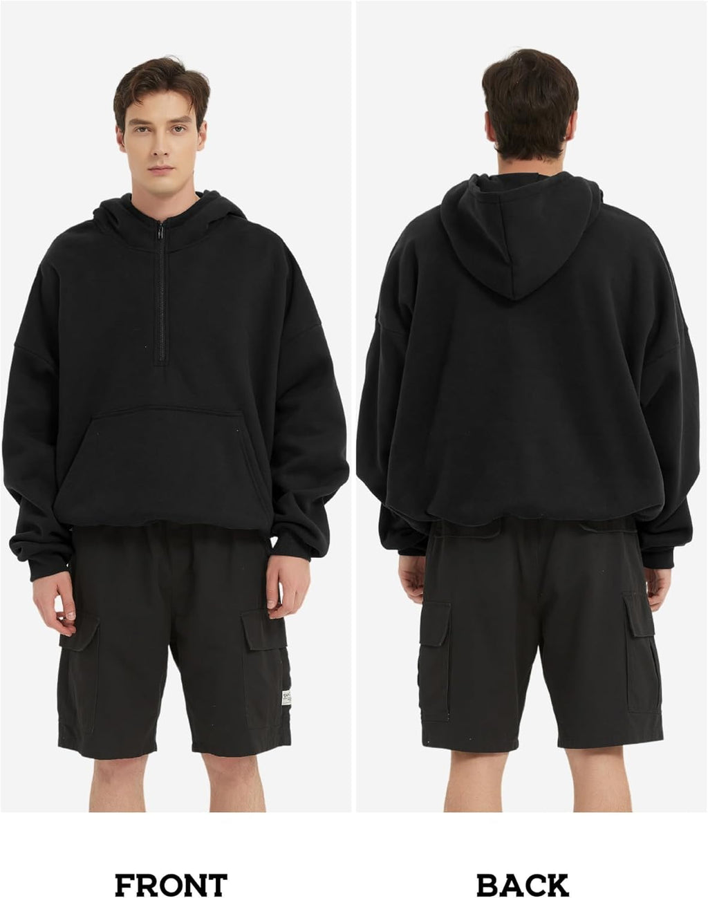 Mens Hoodies Half Zip up Oversized Sweatshirts Fleece Cotton Quarter Zip Hoodie Pullover Fall Winter Outfit