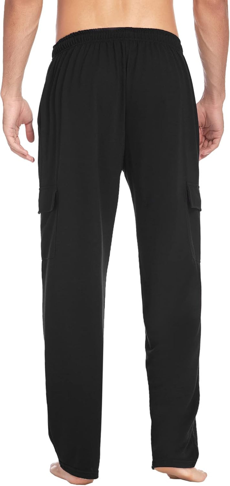 Men'S Cargo Sweatpants Open Bottom Baggy Sweat Pants for Mens Straight Leg Gym Cargo Sweats Lounge Pants with Pockets