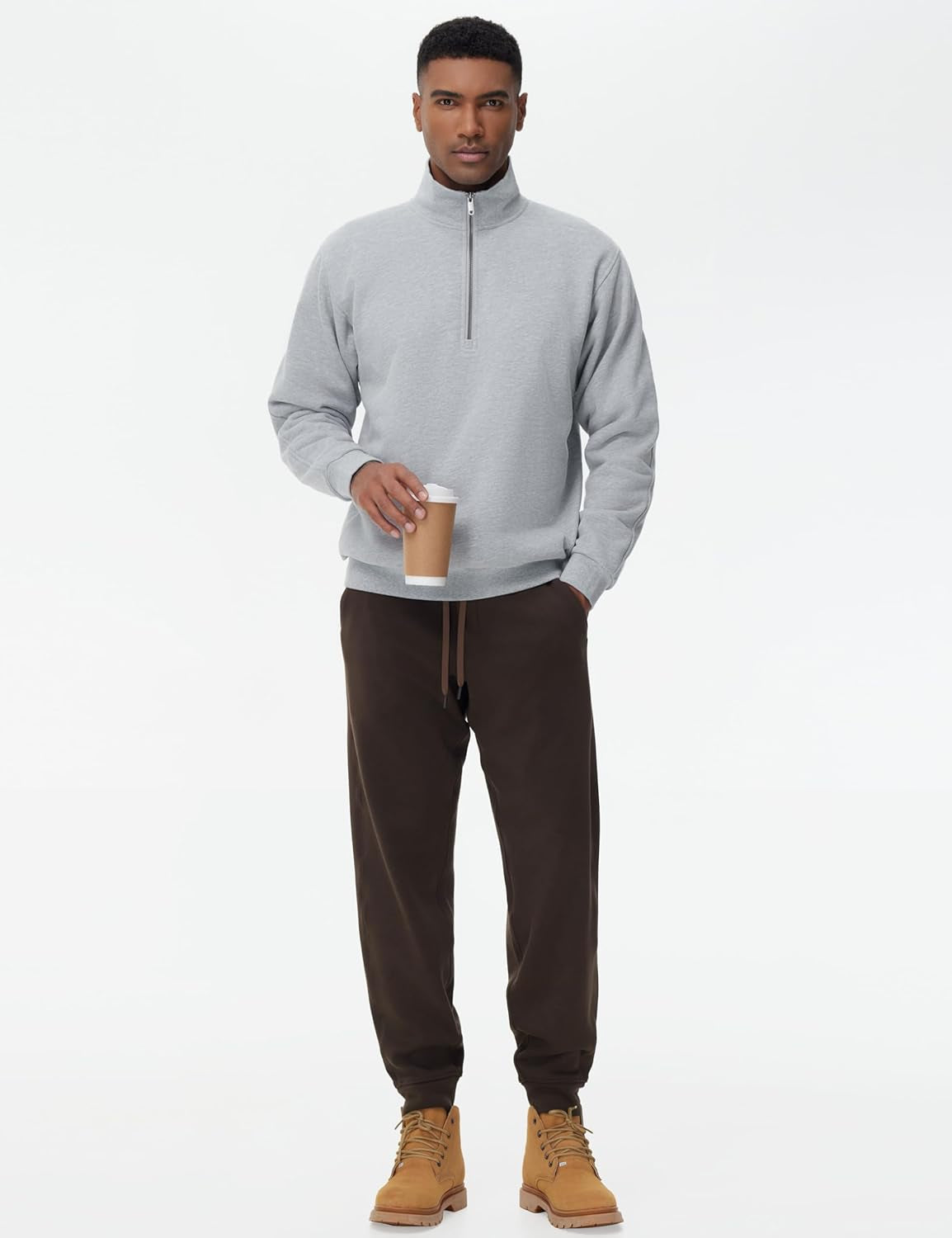 Men'S Half Zip Fleece Pullover Sweatshirts Midweight Mock Neck Workout Sweat Tops