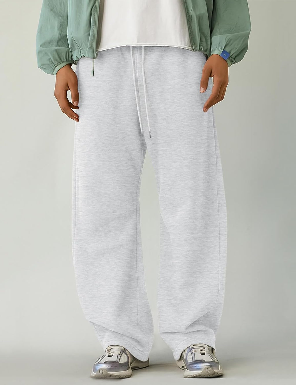 Men'S Fleece Baggy Sweatpants Wide Leg Barrel Sweat Pants Lounge Athletic Gym Pants with Pockets