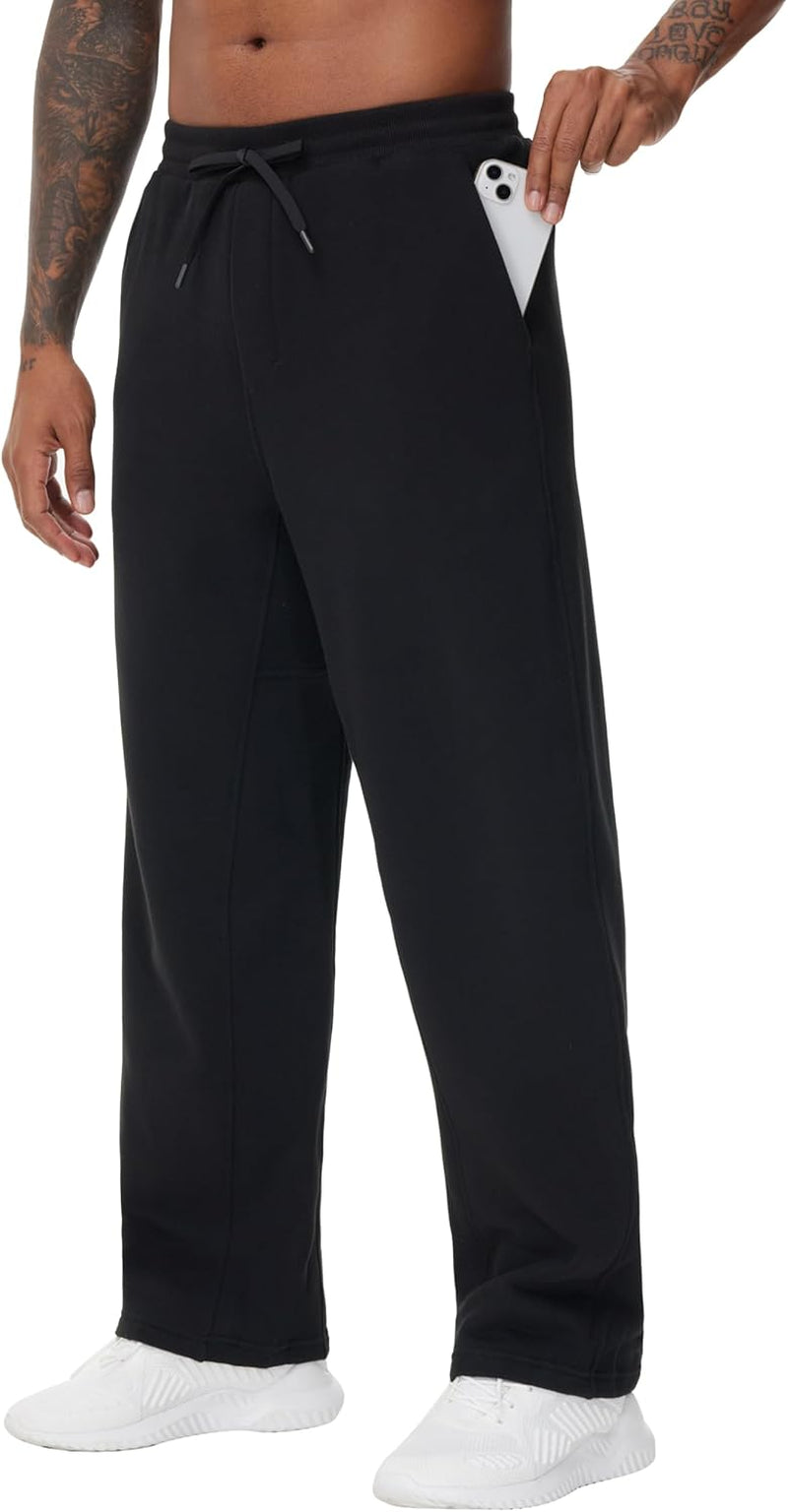 Men'S Baggy Fleece Workout Sweatpants with Pockets Drawstring Lounge Athletic Running Pants