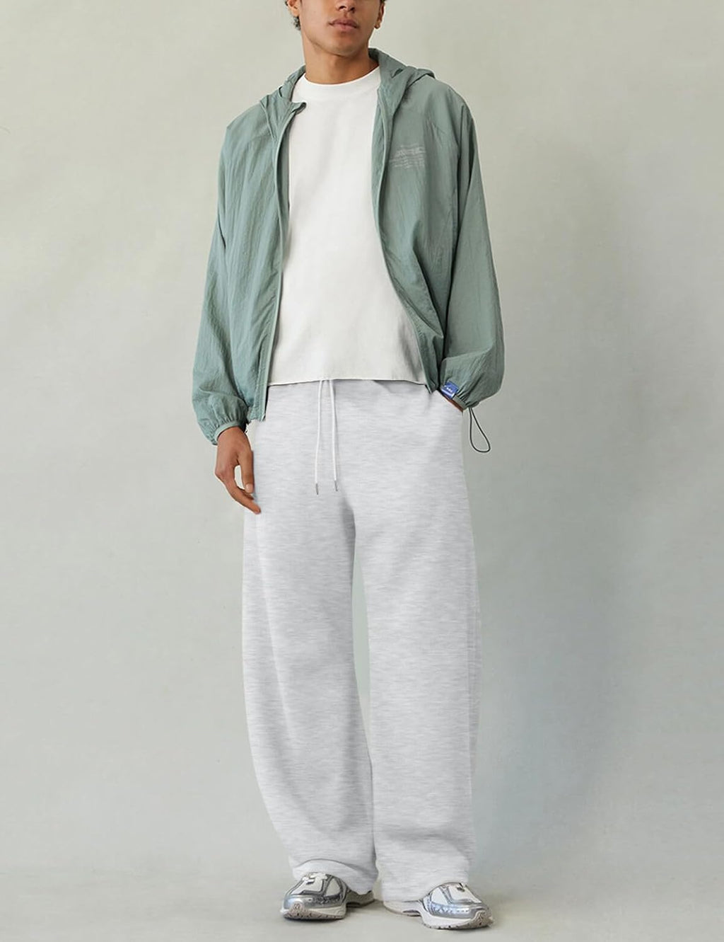 Men'S Fleece Baggy Sweatpants Wide Leg Barrel Sweat Pants Lounge Athletic Gym Pants with Pockets