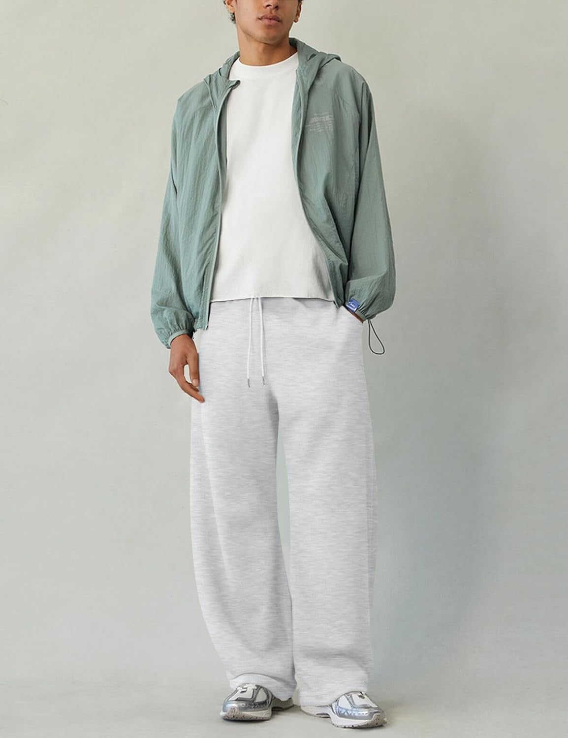 Men'S Fleece Baggy Sweatpants Wide Leg Barrel Sweat Pants Lounge Athletic Gym Pants with Pockets