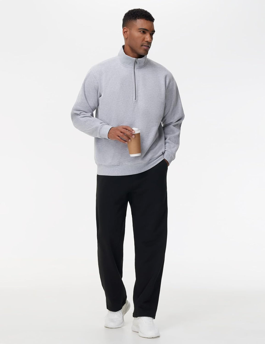 Men'S Baggy Fleece Workout Sweatpants with Pockets Drawstring Lounge Athletic Running Pants