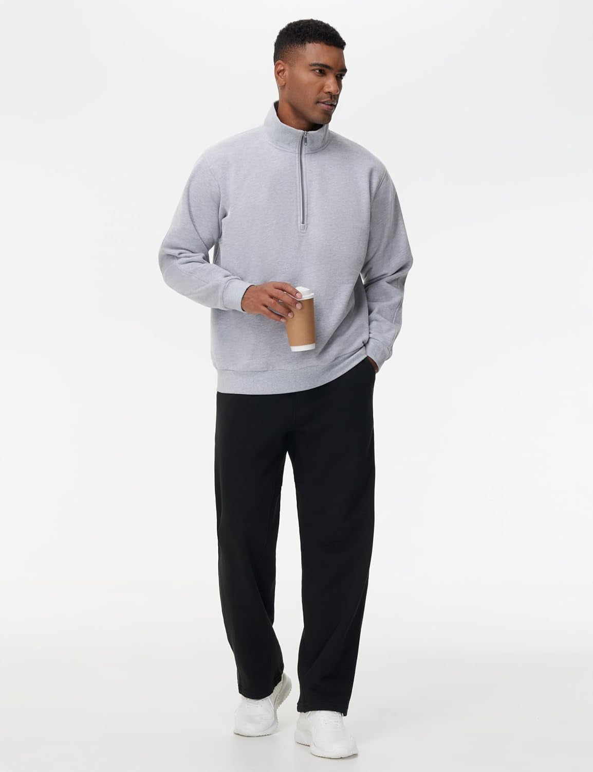 Men'S Baggy Fleece Workout Sweatpants with Pockets Drawstring Lounge Athletic Running Pants