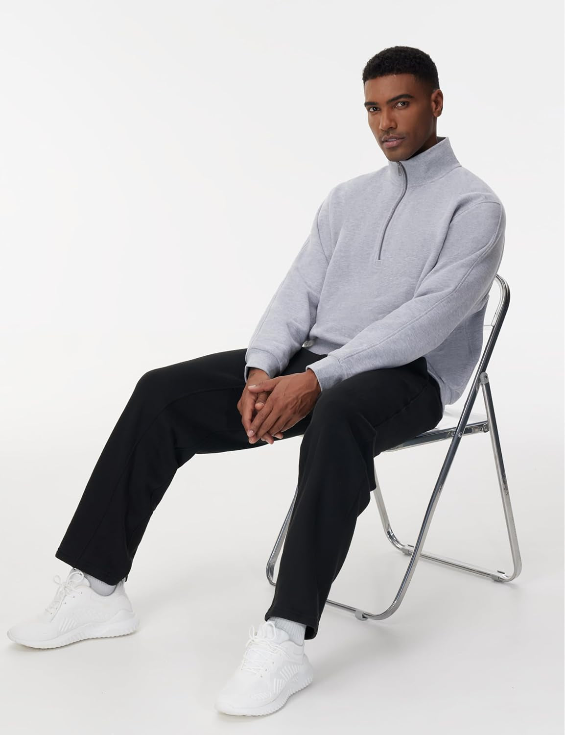 Men'S Baggy Fleece Workout Sweatpants with Pockets Drawstring Lounge Athletic Running Pants