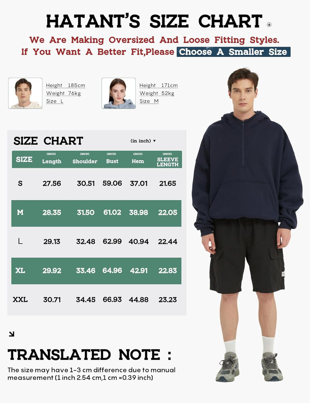Mens Hoodies Half Zip up Oversized Sweatshirts Fleece Cotton Quarter Zip Hoodie Pullover Fall Winter Outfit