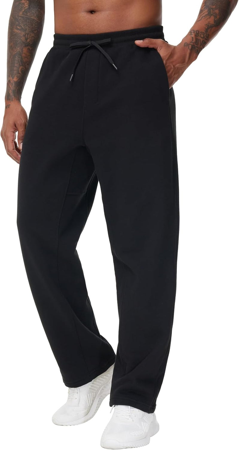 Men'S Baggy Fleece Workout Sweatpants with Pockets Drawstring Lounge Athletic Running Pants
