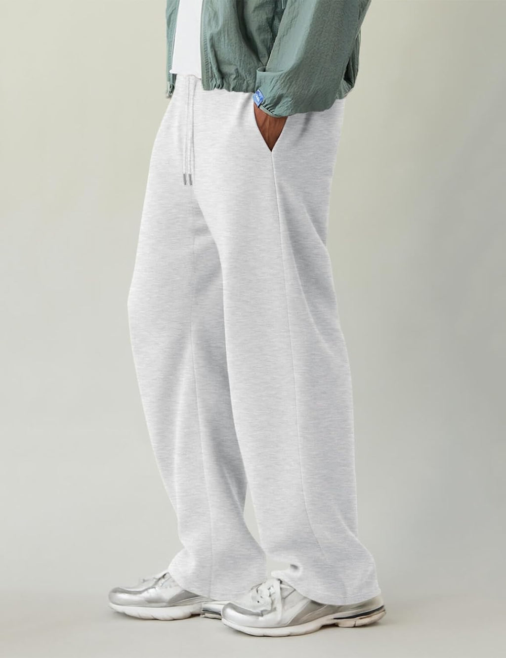 Men'S Fleece Baggy Sweatpants Wide Leg Barrel Sweat Pants Lounge Athletic Gym Pants with Pockets