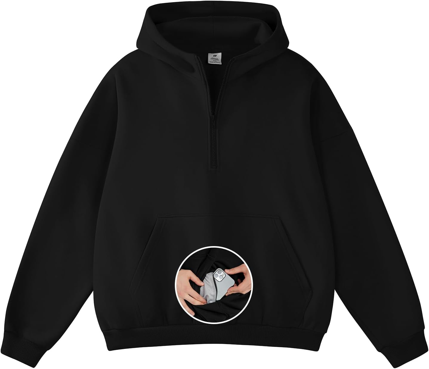 Mens Hoodies Half Zip up Oversized Sweatshirts Fleece Cotton Quarter Zip Hoodie Pullover Fall Winter Outfit